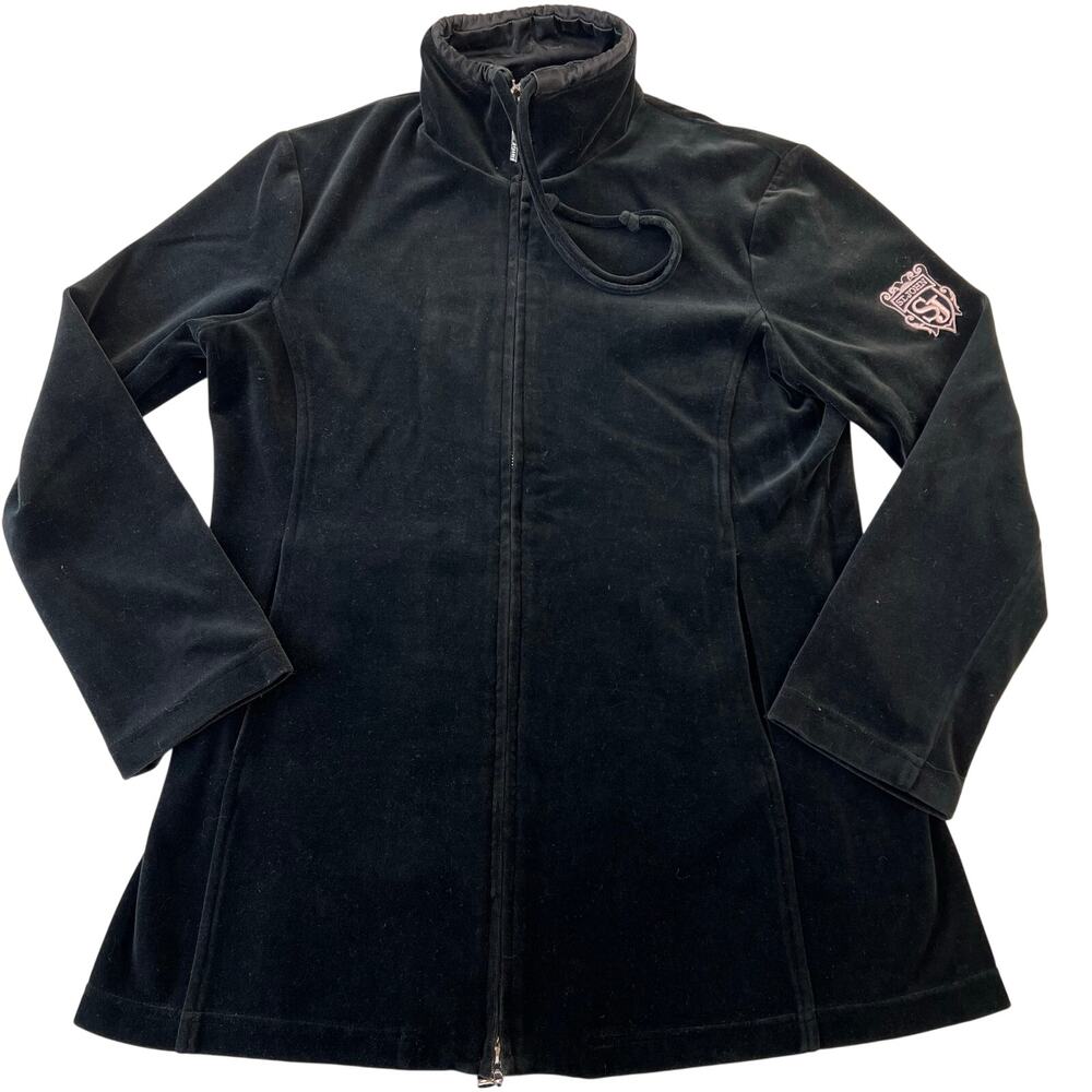 St. John Vintage Y2K Black velour zip-up jacket women’s size Medium
